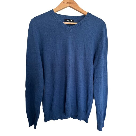 Apt. 9 Men's Med Cashmere Silk Blue V-neck Sweater Office Career Preppy - Picture 1 of 6